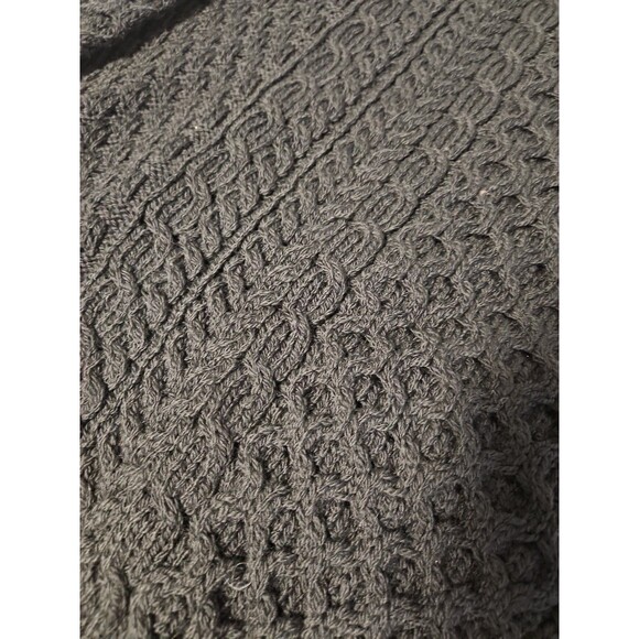 The Irish Store 100% Wool Aran Black Cable Knit Sweater Men's XL NWT - Picture 4 of 8